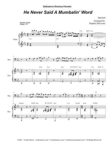 He Never Said A Mumbalin' Word (Trombone solo and Piano)