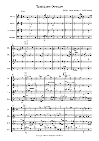Tannhäuser Overture for Double Reed Quartet