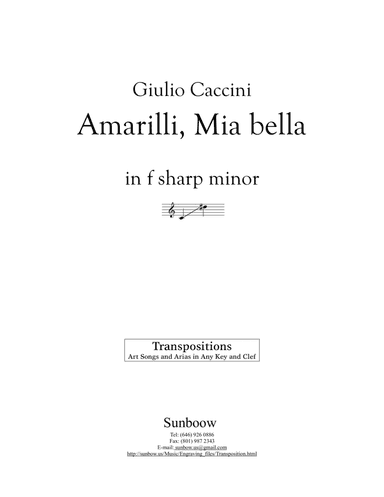Caccini: Amarilli, mia bella (transposed to f sharp minor)