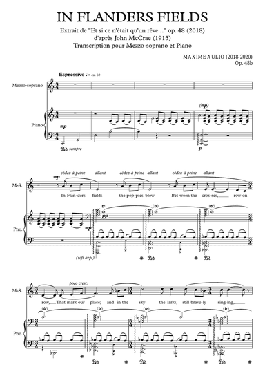 In Flanders fields - excerpt from “Et si ce n’était qu’un rêve…” - piano/voice reduction