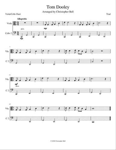 Tom Dooley - Easy Viola/Cello Duet