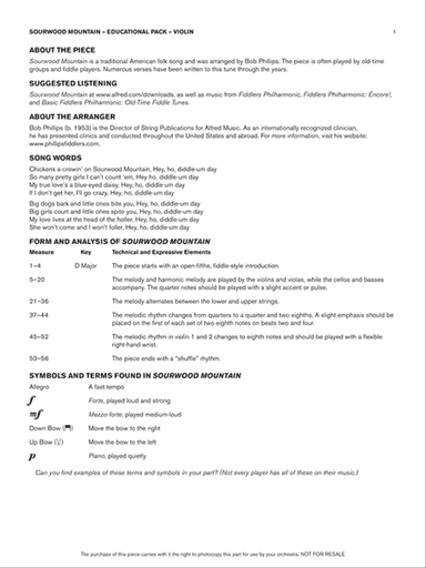 Sourwood Mountain: Violin Educational Pack