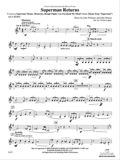 Superman Returns, Concert Selections from: 4th F Horn