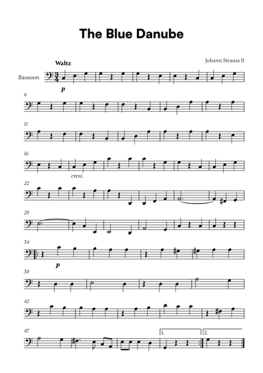 Johann Strauss II - The Blue Danube for Bassoon Solo