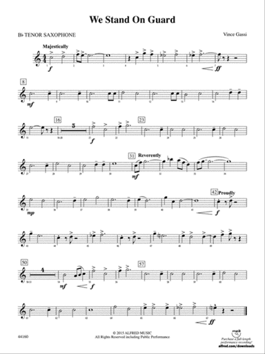 We Stand on Guard: B-flat Tenor Saxophone