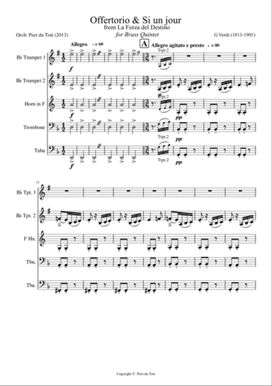 Offertorio & Si un jour from La Forza del Destino - G Verdi (Brass Quintet)