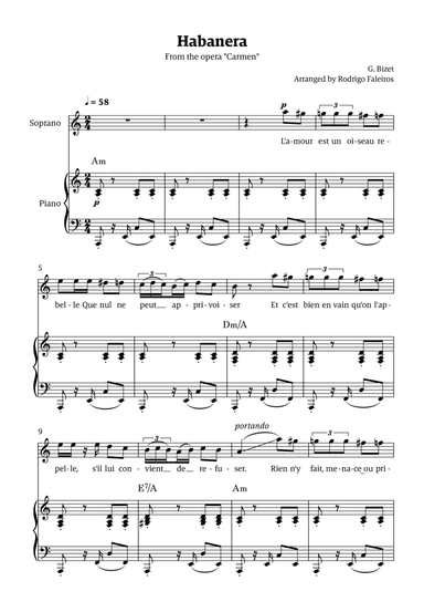 Habanera (for soprano - A minor/major)