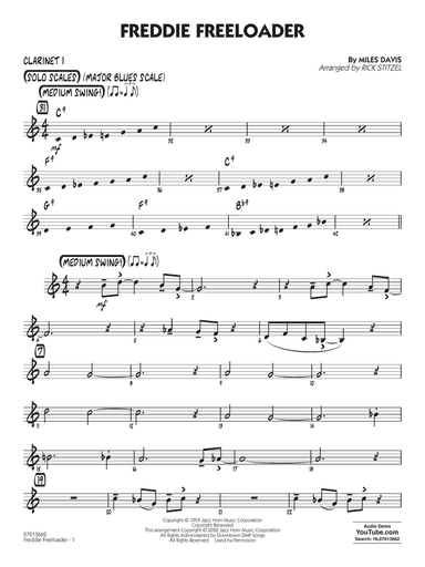 Freddie Freeloader (arr. Rick Stitzel) - Bb Clarinet 1