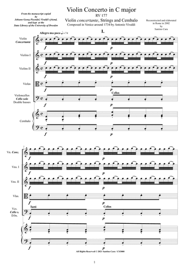 Vivaldi - Violin Concerto in C major RV 177 for Violin, Strings and Cembalo