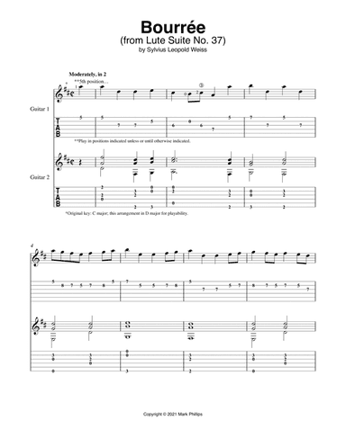 Bourrée (from Lute Suite No. 37)