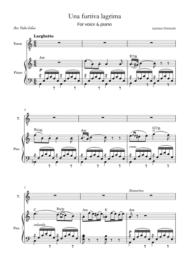 Una Furtiva Lagrima (Tenor in Am)