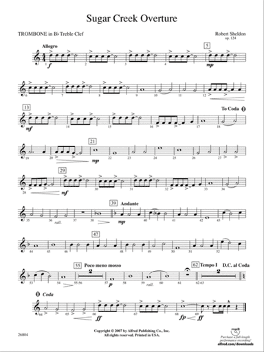 Sugar Creek Overture: (wp) 1st B-flat Trombone T.C.