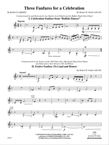 Three Fanfares for a Celebration: B-flat Bass Clarinet