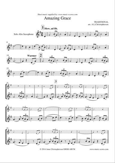 Amazing Grace - Alto Sax Solo