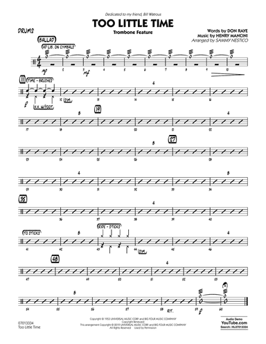 Too Little Time (arr. Sammy Nestico) - Conductor Score (Full Score) - Drums