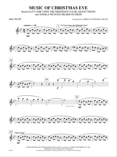 Music of Christmas Eve (Based on "It Came Upon the Midnight Clear," "Silent Night," and "Angels We Have Heard on High"): 2nd Flute