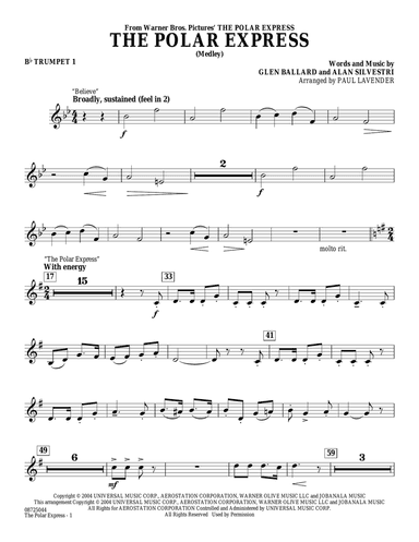 The Polar Express (Medley) (arr. Paul Lavender) - Bb Trumpet 1