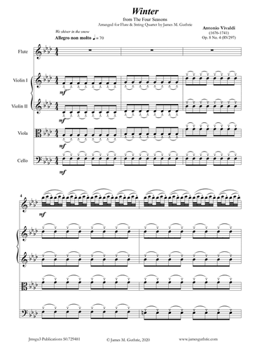 Vivaldi: Winter from the Four Seasons for Flute & String Quartet