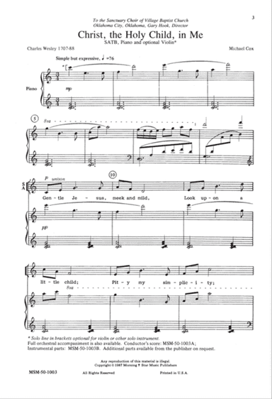 Christ, the Holy Child, in Me (Downloadable Choral Score)