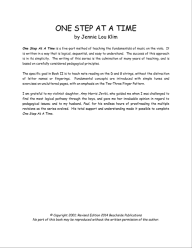 One Step At A Time, Viola II