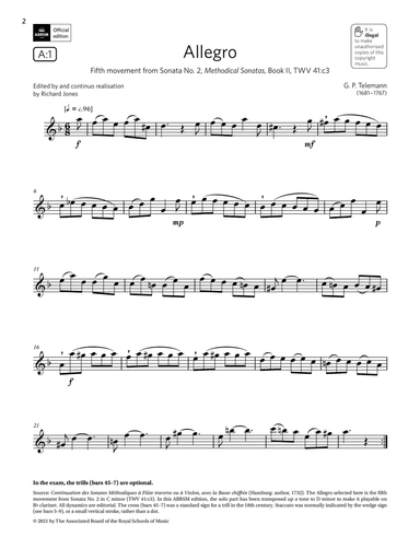 Allegro (from Sonata No. 2) (Grade 4 List A1 from the ABRSM Clarinet syllabus from 2022)