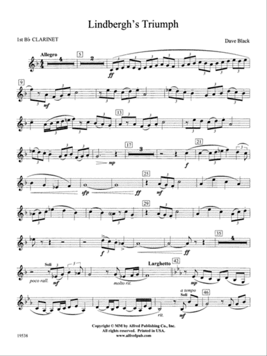 Lindbergh's Triumph: 1st B-flat Clarinet