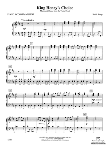 King Henry's Choice: Piano Accompaniment