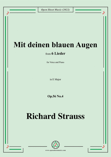 Richard Strauss-Mit deinen blauen Augen,in E Major