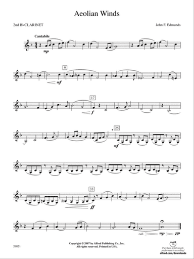 Aeolian Winds: 2nd B-flat Clarinet