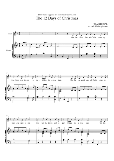 The 12 Days of Christmas - Voice and Piano - F major