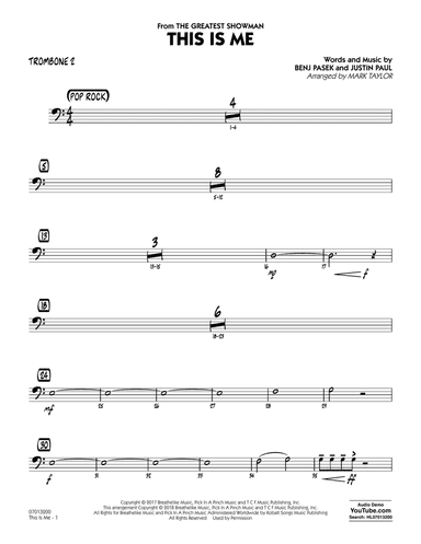 This Is Me (from The Greatest Showman) (arr. Mark Taylor) - Trombone 2