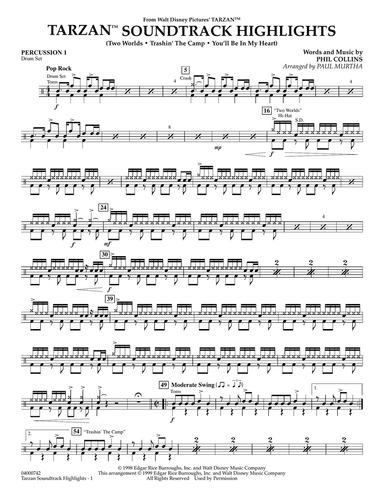 Tarzan Soundtrack Highlights (from Disney's Tarzan) (arr. Paul Murtha) - Percussion 1