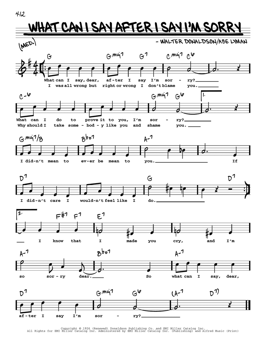 What Can I Say After I Say I'm Sorry (High Voice)