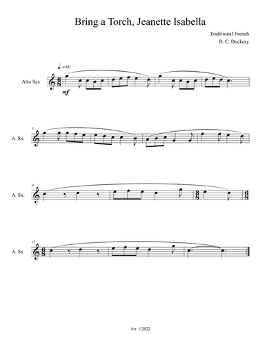 Bring a Torch, Jeanette Isabella (Alto Sax Solo)
