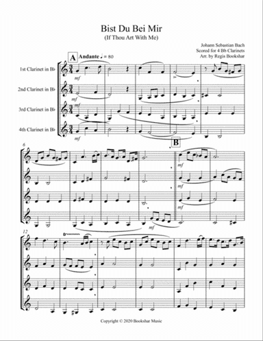 Bist Du Bei Mir (Clarinet Quartet)