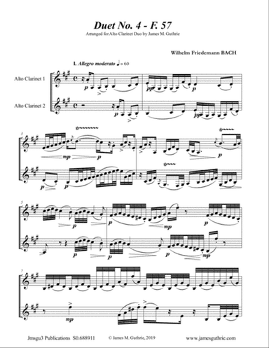 WF Bach: Duet No. 4 for Alto Clarinet Duo