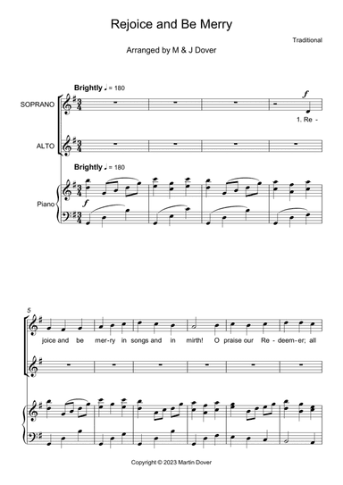 Rejoice and be Merry - 2 part choir - SA - Upper Voices