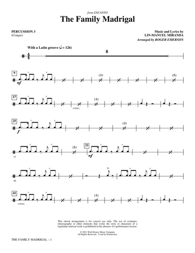 The Family Madrigal (from Encanto) (arr. Roger Emerson) - Percussion 3