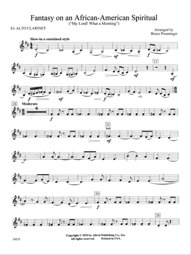 Fantasy on an African-American Spiritual: E-flat Alto Clarinet