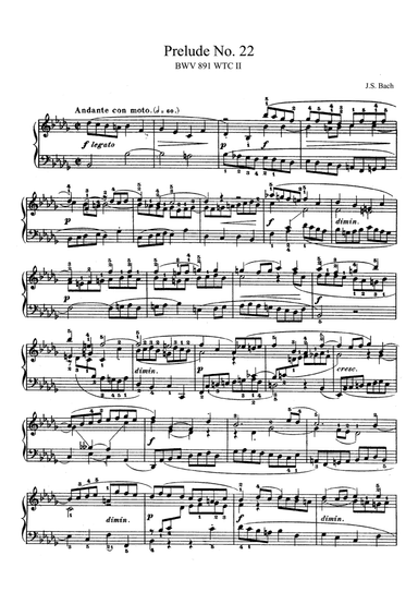 Bach Prelude and Fugue No. 22 BWV 891 in B-flat Minor The Well-Tempered Clavier Book II