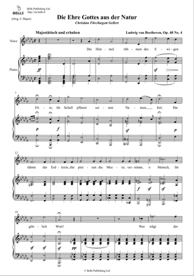 Die Ehre Gottes aus der Natur, Op. 48 No. 4 (D-flat Major)
