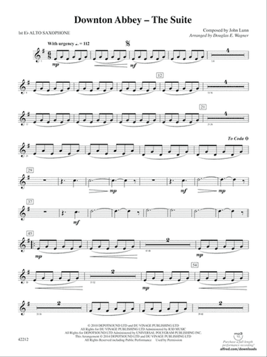 Downton Abbey -- The Suite: E-flat Alto Saxophone