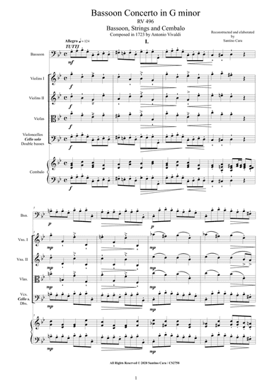 Vivaldi - Bassoon Concerto in G minor RV 496 for Bassoon, Strings and Cembalo