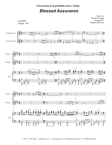Blessed Assurance (Duet for Bb-Trumpet)