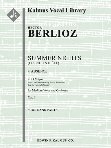 Summer Nights, Op. 7 (Les nuits d'ete) -- 4. Absence (transposed in D)