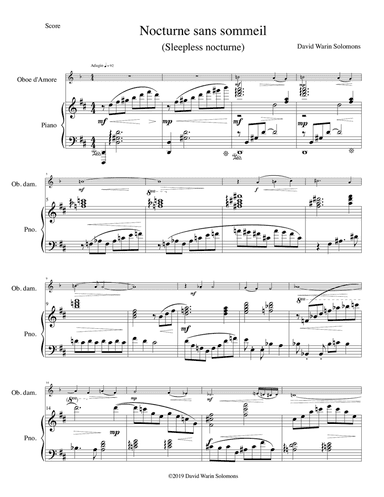 Nocturne sans sommeil (Sleepless nocturne) for oboe d'amore and piano