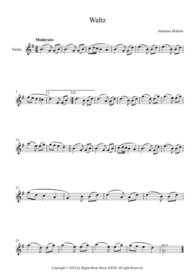 Waltz (Op. 39 No. 15) - Johannes Brahms (Violin)