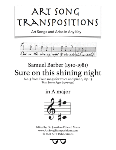 Sure On This Shining Night, Op. 13, No. 13