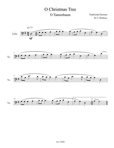 O Christmas Tree (O Tannenbaum) for Solo Cello