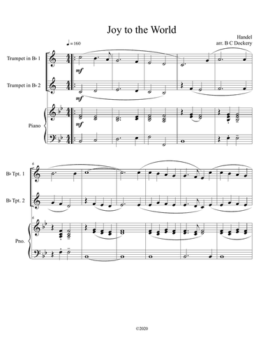Joy to the World (trumpet duet) with optional piano accompaniment